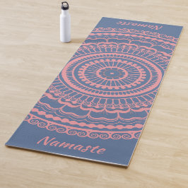 Tapete De Yoga Cor-de-rosa suave e azul Mehndi Henna Mandala
