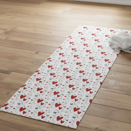 Tapete De Yoga Corações Desenhados à Mão Vermelhos e Pretos