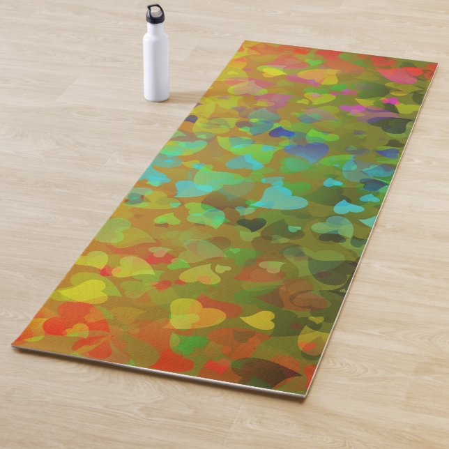 Tapete De Yoga Corações em queda laranja (In Situ)