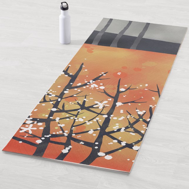 Tapete De Yoga Coral Abstrato Laranja (Blackthorn abstract burnt orange art yoga mat)