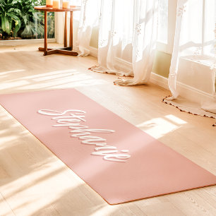Tapete De Yoga Coral Macio Nome Personalizado Simples