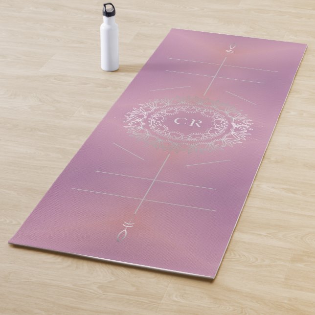 Tapete De Yoga Corante Roxo, Mandala Floral Silver, Alinhamento (In Situ)