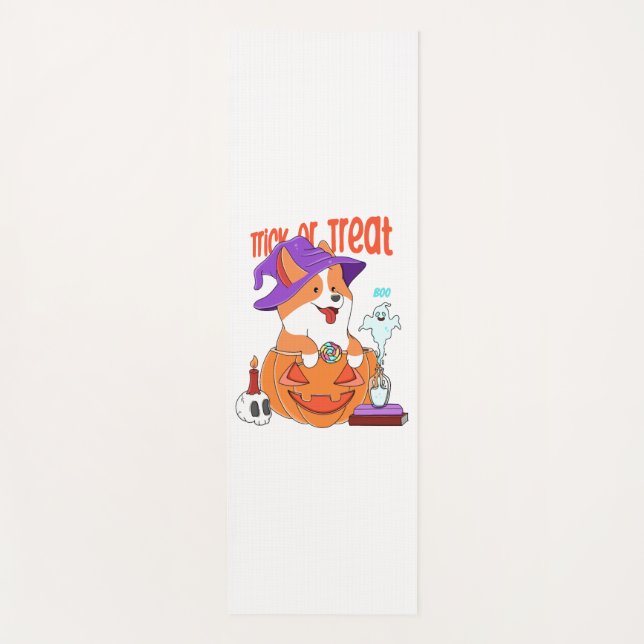 Tapete De Yoga Corgi Halloween (Frente)
