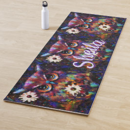 Tapete De Yoga Coruja Floral Impressionista Whimsical Personaliza
