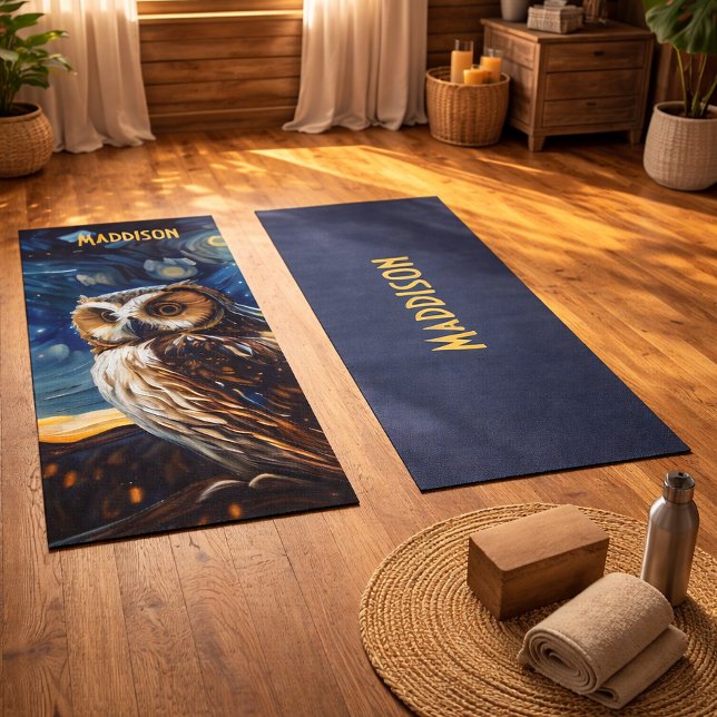 Tapete De Yoga Coruja Noturna Estrelada (Criador carregado)