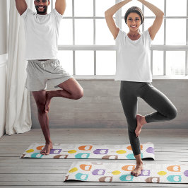 Tapete De Yoga corujas e folhas