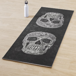 Tapete De Yoga Crânios Típicos Velhos Grunge Textura Preta e Bran