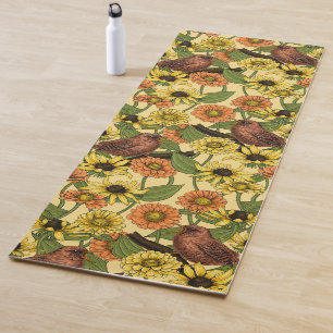 Tapete De Yoga Crenças e flores em amarelo pálido