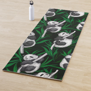 Tapete De Yoga Cubos de panda em verde-escuro