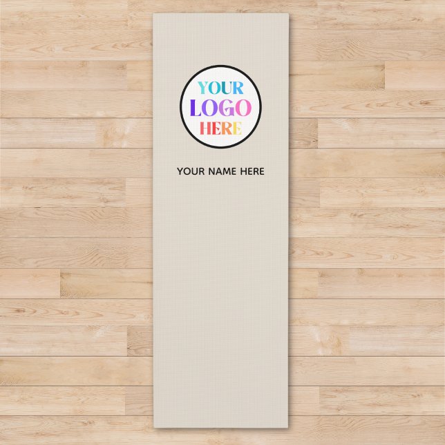 Tapete De Yoga Custom Beige Business Logo Name (Criador carregado)