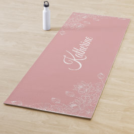 Tapete De Yoga Custom Name Dusty Rose Lotus Floral