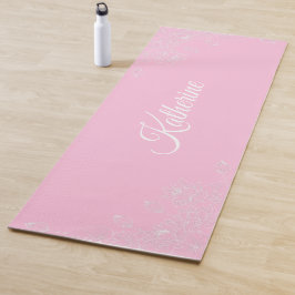 Tapete De Yoga Custom Name Soft Pink Lotus Floral
