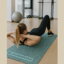 Tapete De Yoga Custom Turquoise and Charcoal Knit Pattern