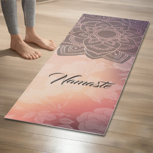 Tapete De Yoga Damasco floral da mandala do instrutor da