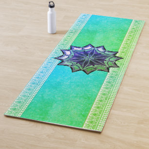 tapete de yoga de lotus mandala verde