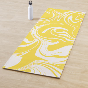 Tapete De Yoga Derramar - Amarelo limão e branco