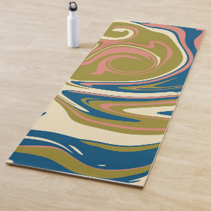 Tapete De Yoga Derramar - Azul, Verde-oliva, Rosa e Creme