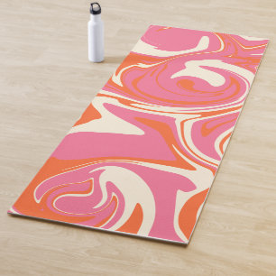 Tapete De Yoga Derramar - Rosa, Laranja e Creme