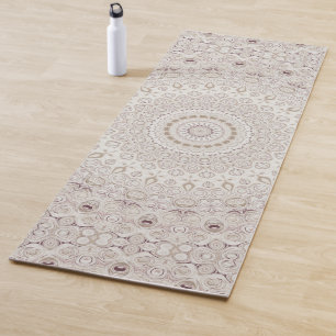 Tapete De Yoga Desenho de padrão de mandala bege e castanho