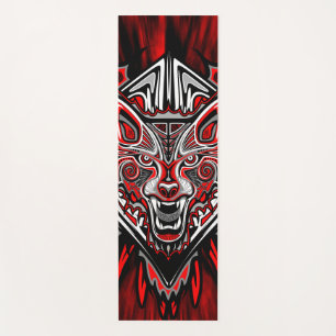 Tapete De Yoga Desenho Totêmico Tribal Haida de Lobo
