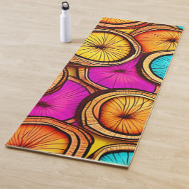 Tapete De Yoga Design abstrato da fatia de coco vibrante