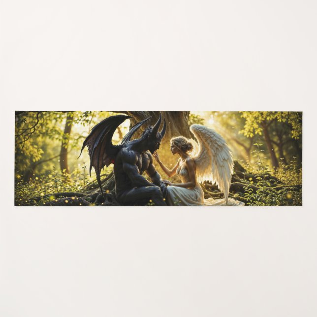 Tapete De Yoga Design brilhante sobrenatural Angel Demon (Frente (Horizontal))
