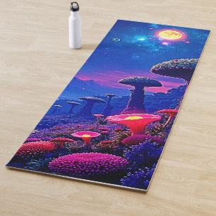 Tapete De Yoga Design da Noite de Cogumelos Encantada