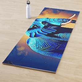 Tapete De Yoga Design de Brilho de Elefante Azul
