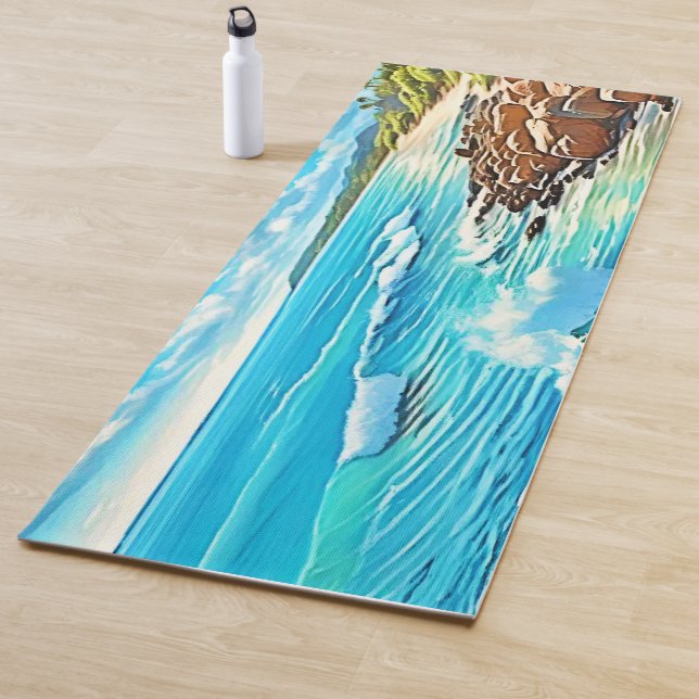 Tapete De Yoga Design de Cena de Rock Costeiro (In Situ)