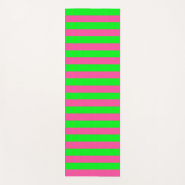 Tapete De Yoga Design de faixa rosa e verde (Frente)