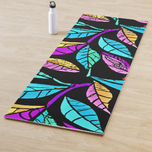 Tapete De Yoga Design de Folhas de Vidro Estendidas
