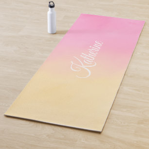 Tapete De Yoga Design de Gradiente de Rosa e Amarelo Desvanecido
