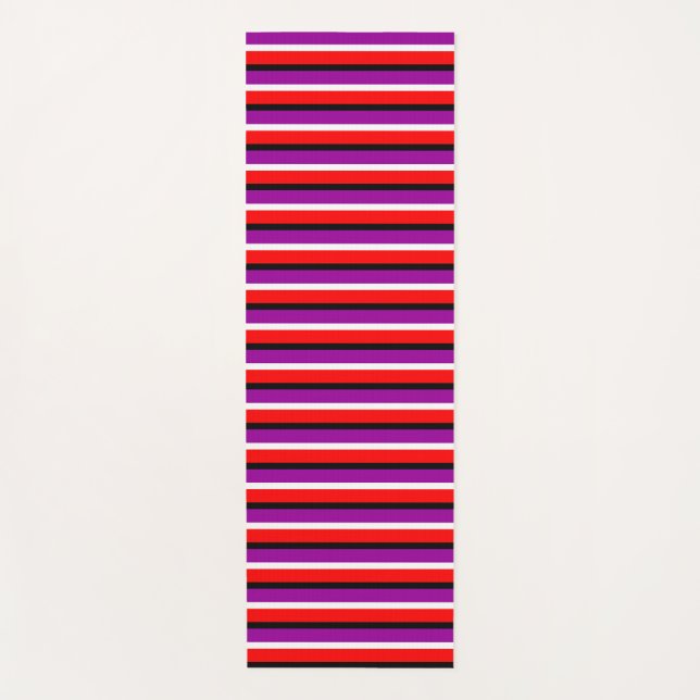 Tapete De Yoga Design de Padrão de Stripe Roxo Vermelho (Frente)