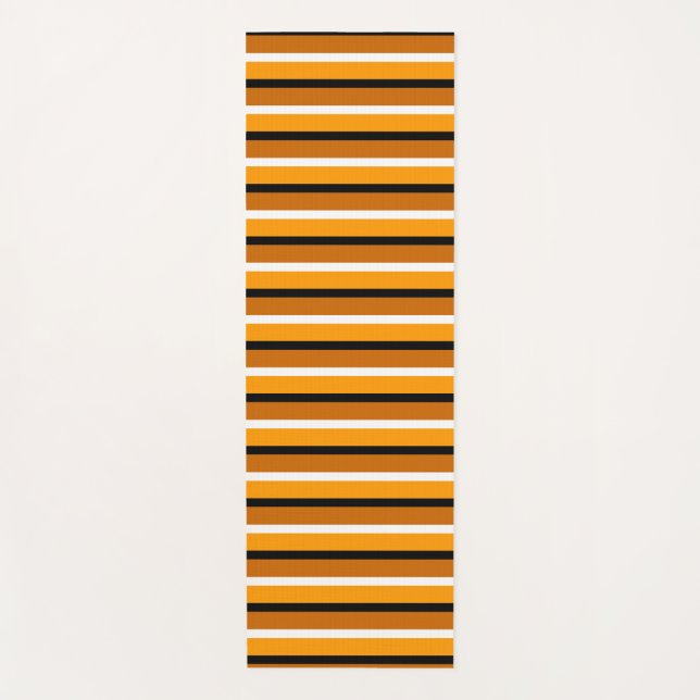 Tapete De Yoga Design de Padrão de Stripes Castanho Laranja (Frente)