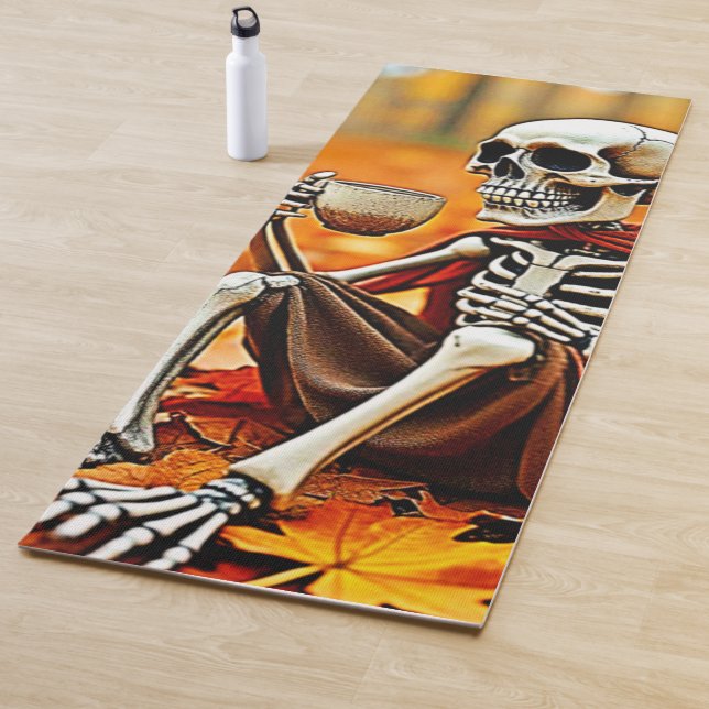 Tapete De Yoga Design de Quebra de Café do Skeleton do Autumn (In Situ)