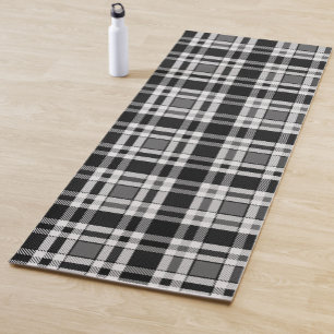 Tapete De Yoga Design de Tartan Xadrez Flannel Branco preto