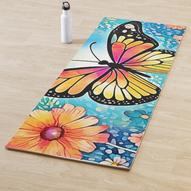 Tapete De Yoga Design de Visualização de Octopus Colorida (In Situ)