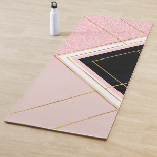 Tapete De Yoga Design Dourado cor-de-rosa geométrico moderno dos
