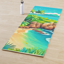 Tapete De Yoga Design Felicidade da Costa Tropical