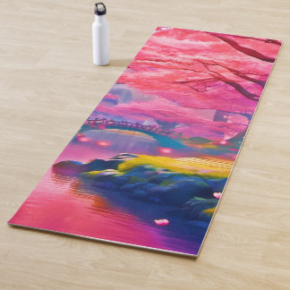 Tapete De Yoga Design Rosa da Floresta
