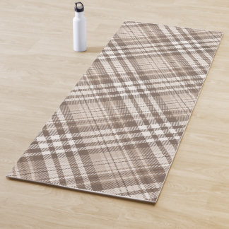 Tapete De Yoga Design Xadrez Escocês Tom Terra Neutro
