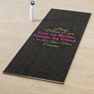 Tapete De Yoga Dia de as mães Moderno Negro Rosa Melhor Mãe Já Ch