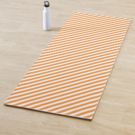 Tapete De Yoga Diagonal orange and white stripes pattern