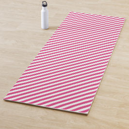 Tapete De Yoga Diagonal pink and white stripes pattern