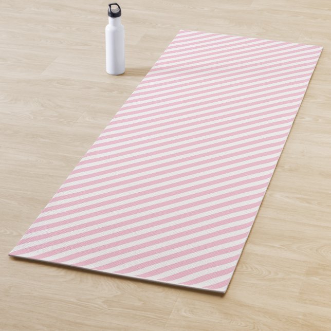 Tapete De Yoga Diagonal white and pink stripes pattern (In Situ)