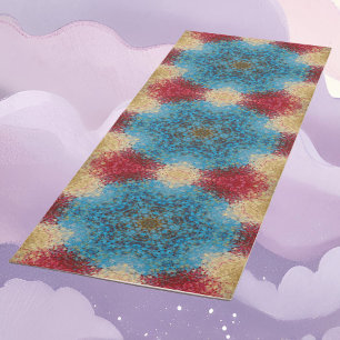 Tapete De Yoga Digital Mandala Blue Red e Yellow