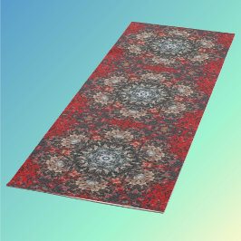 Tapete De Yoga Digital Mandala Vermelho e Branco