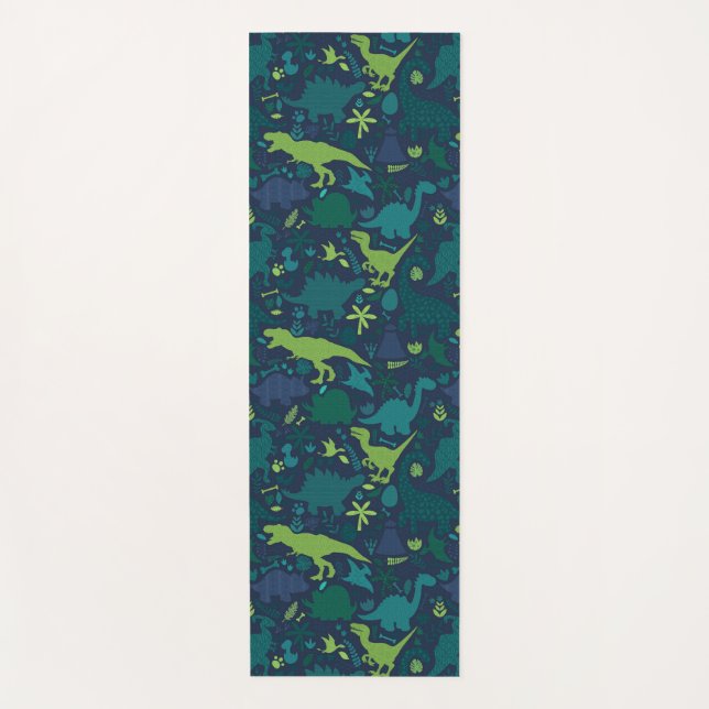 Tapete De Yoga Dino Doodle Silhouettes Kids Dinossaur (Frente)