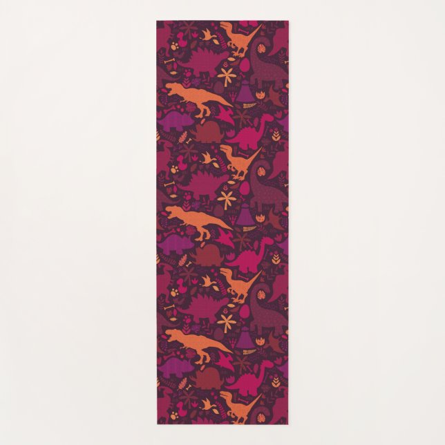 Tapete De Yoga Dino Doodle Silhouettes Kids Dinossaur (Frente)