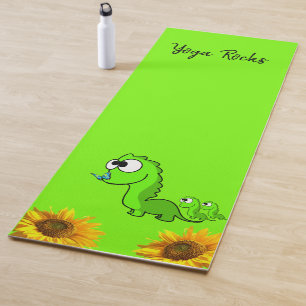 Tapete De Yoga Dinossauro Floral Girassol Yoga Mat